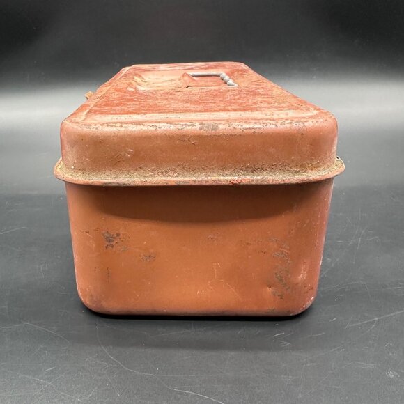 Vintage Rusty Metal Toolbox Tackle Box Storage Organizer Industrial Decor Brown - Picture 3 of 15